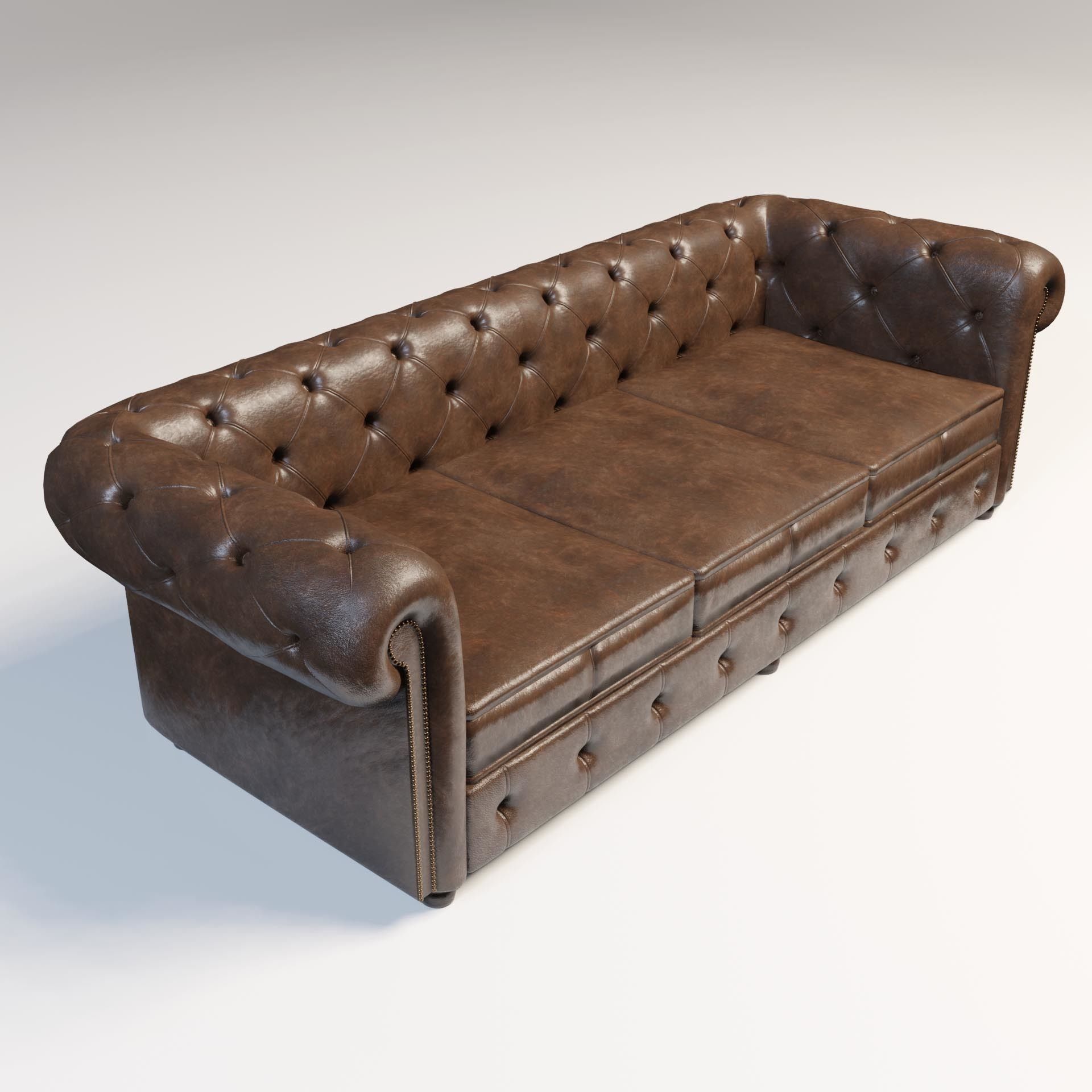 Complete Chesterfield Sofa Suite with Leather Texture 3D model_3