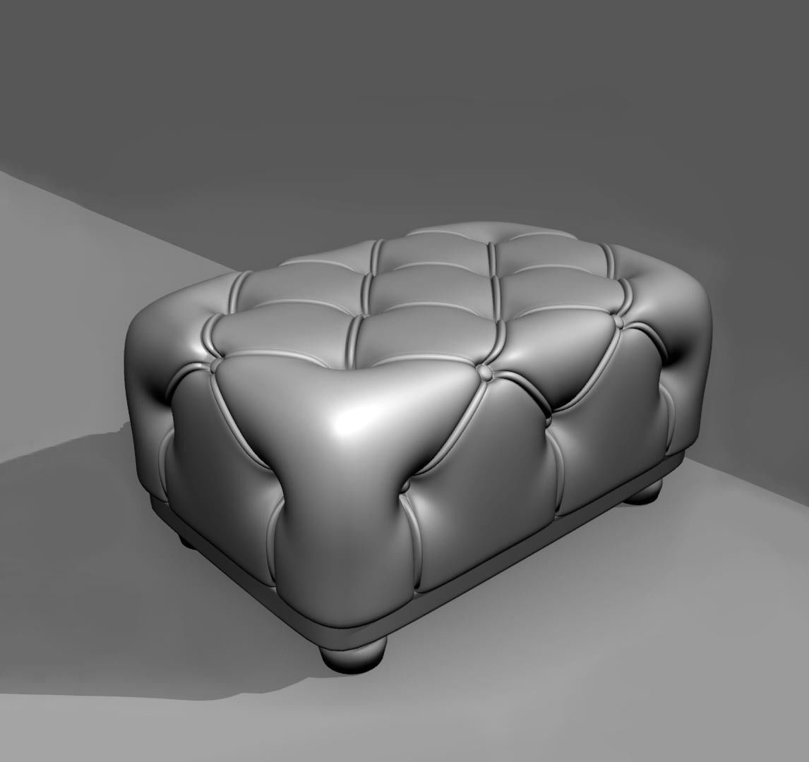 Complete Chesterfield Sofa Suite with Leather Texture 3D model_11