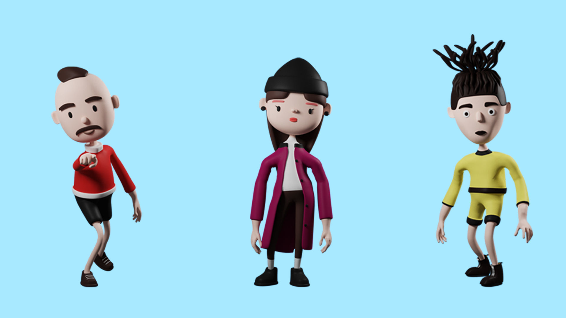 Low poly cartoon characters 1 02 pack 3d model Low-poly 3D model_4