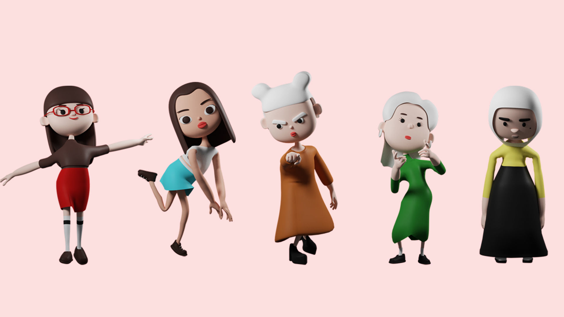 Low poly cartoon characters 1 02 pack 3d model Low-poly 3D model_3
