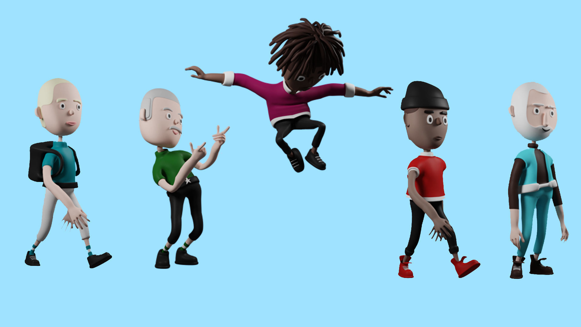 Low poly cartoon characters 1 02 pack 3d model Low-poly 3D model_11