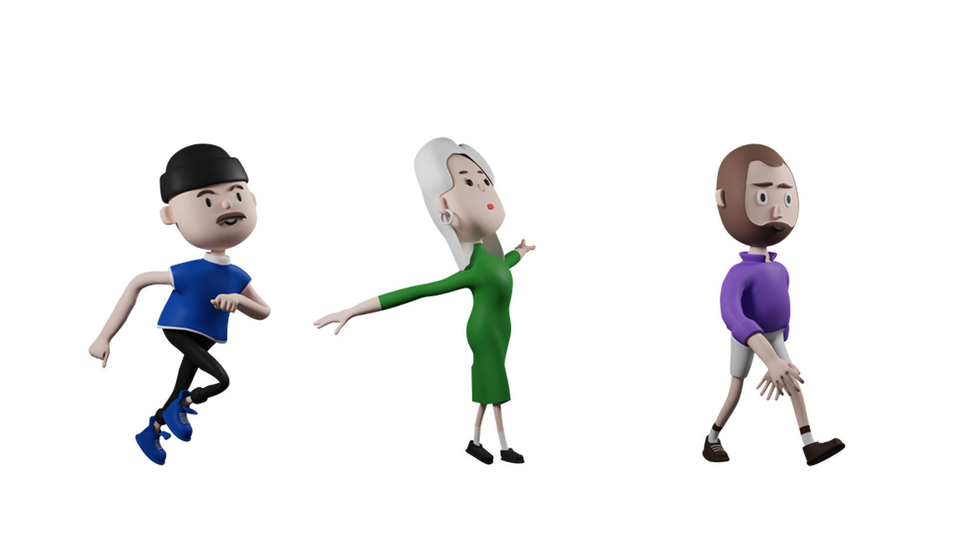 Low poly cartoon characters 1 02 pack 3d model Low-poly 3D model_14