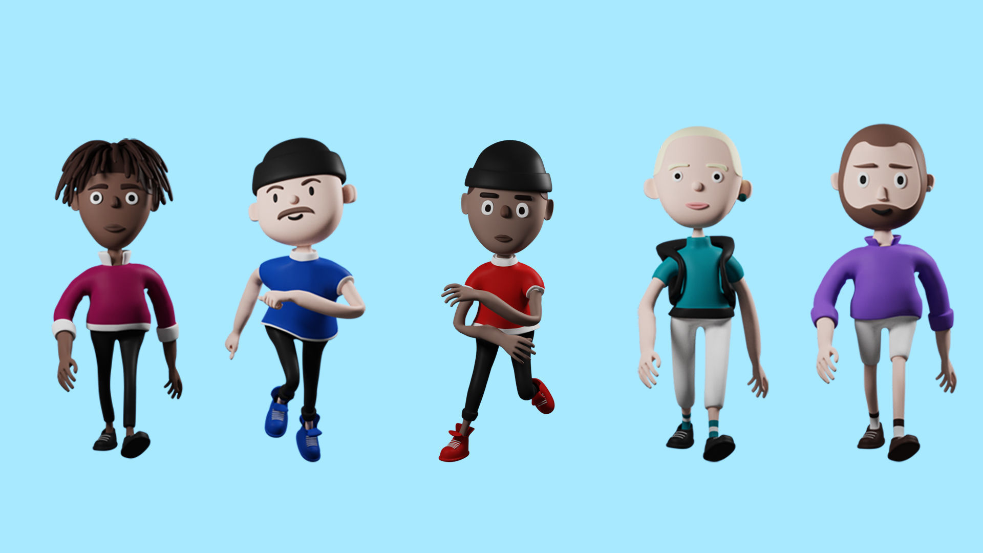 Low poly cartoon characters 1 02 pack 3d model Low-poly 3D model_8