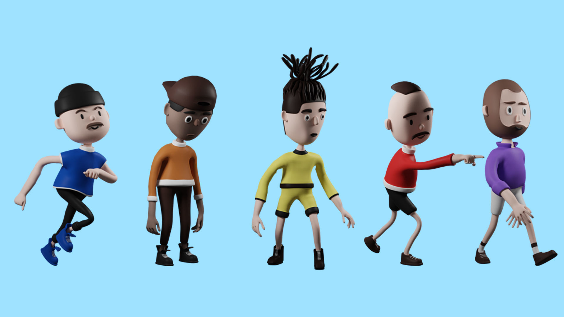 Low poly cartoon characters 1 02 pack 3d model Low-poly 3D model_12