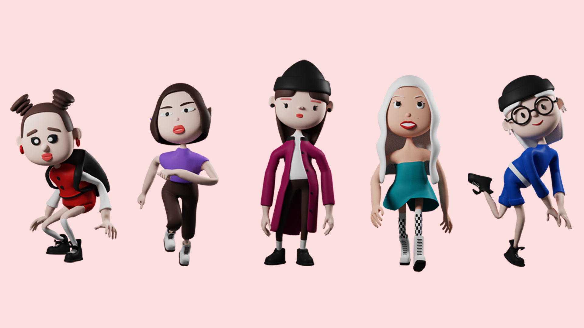 Low poly cartoon characters 1 02 pack 3d model Low-poly 3D model_9