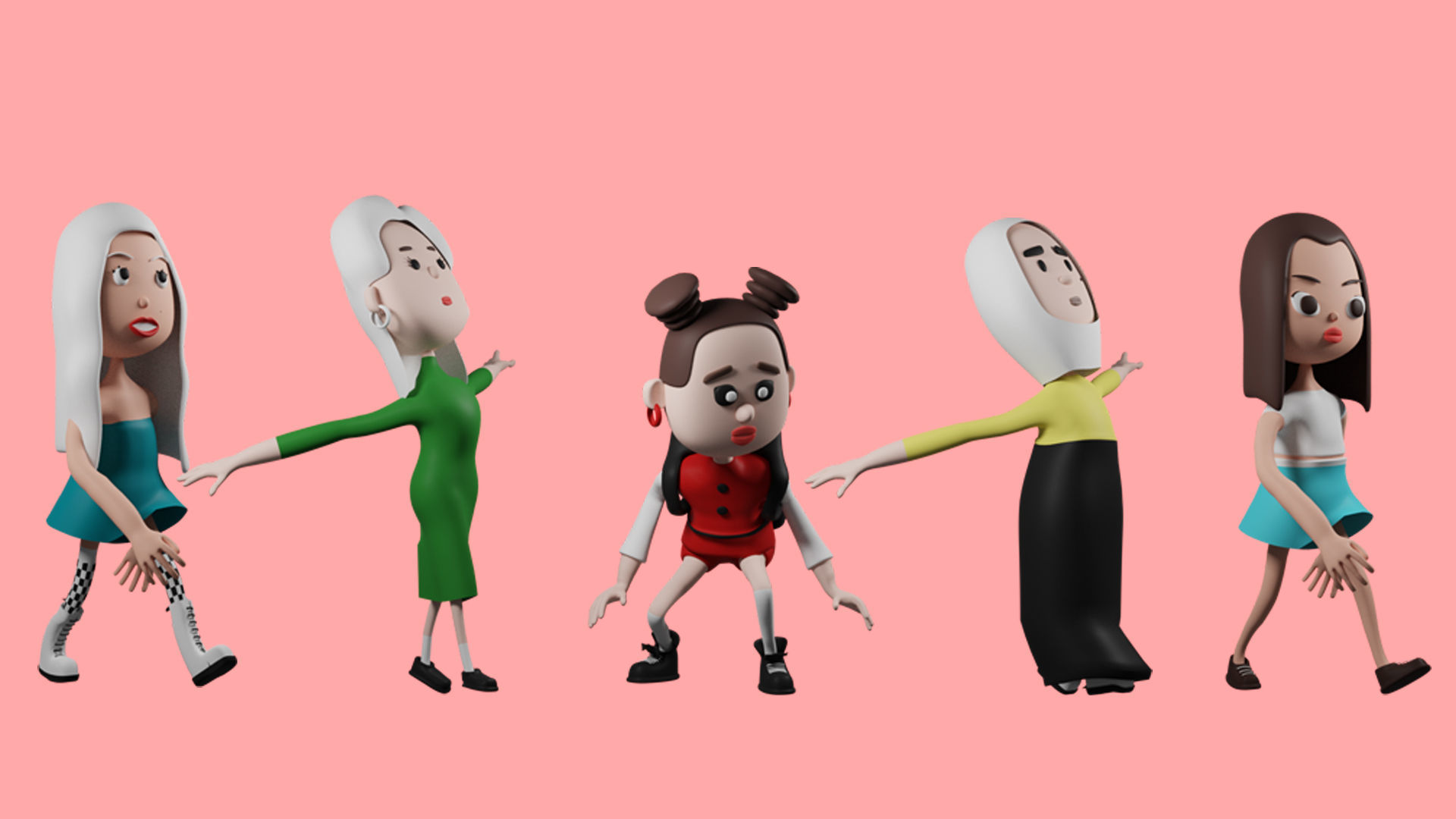 Low poly cartoon characters 1 02 pack 3d model Low-poly 3D model_7