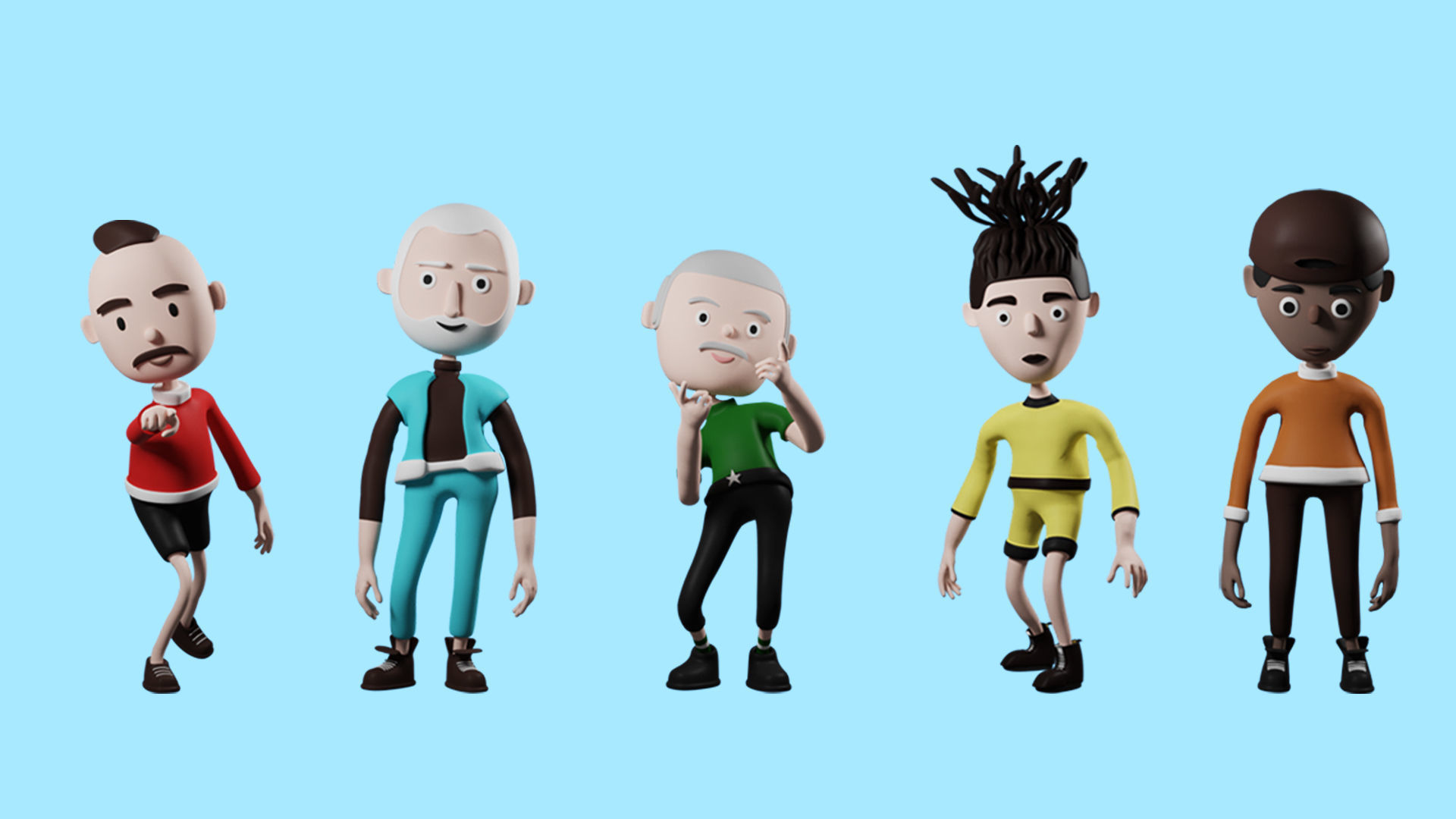 Low poly cartoon characters 1 02 pack 3d model Low-poly 3D model_6