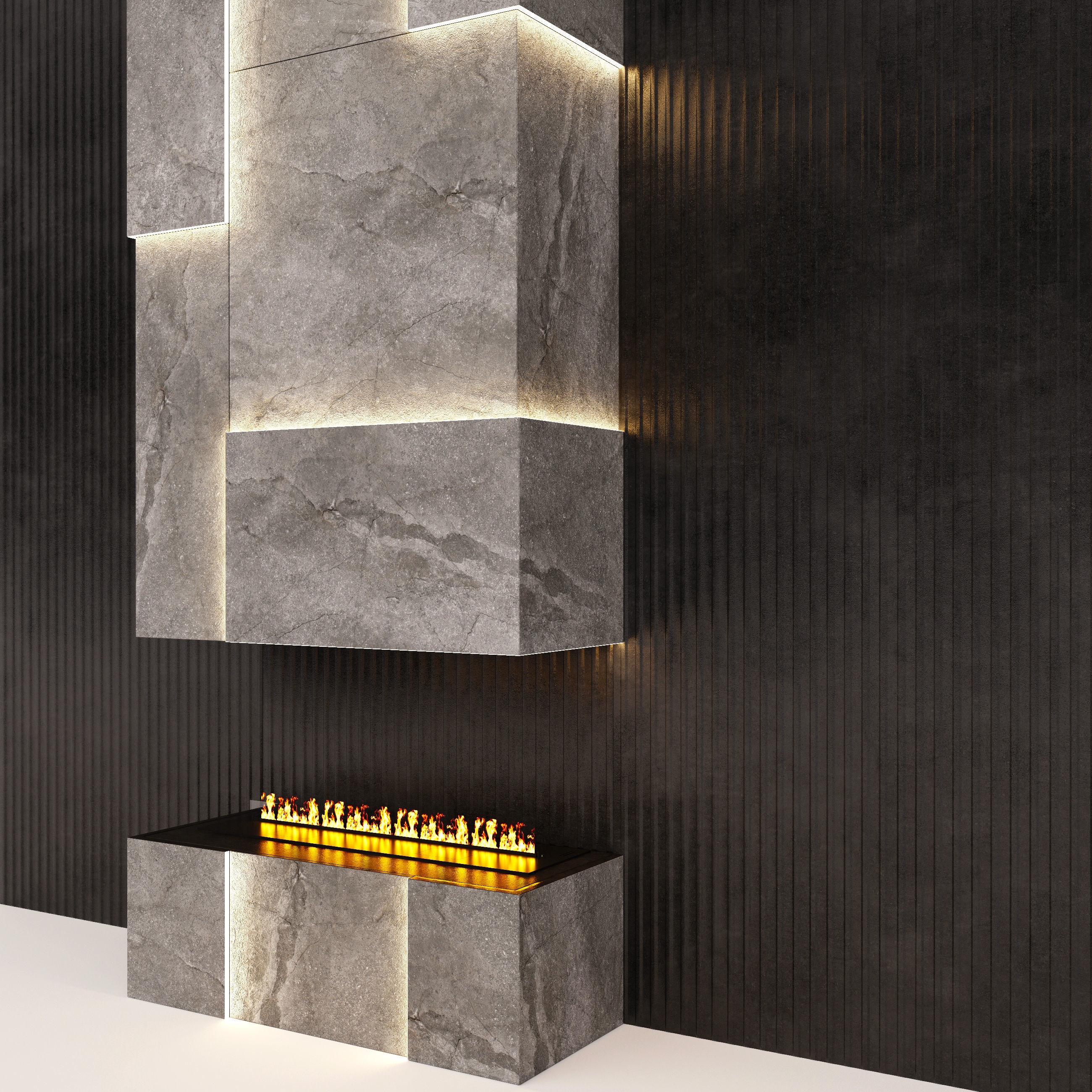 Fireplace with fire in it 3D model_5