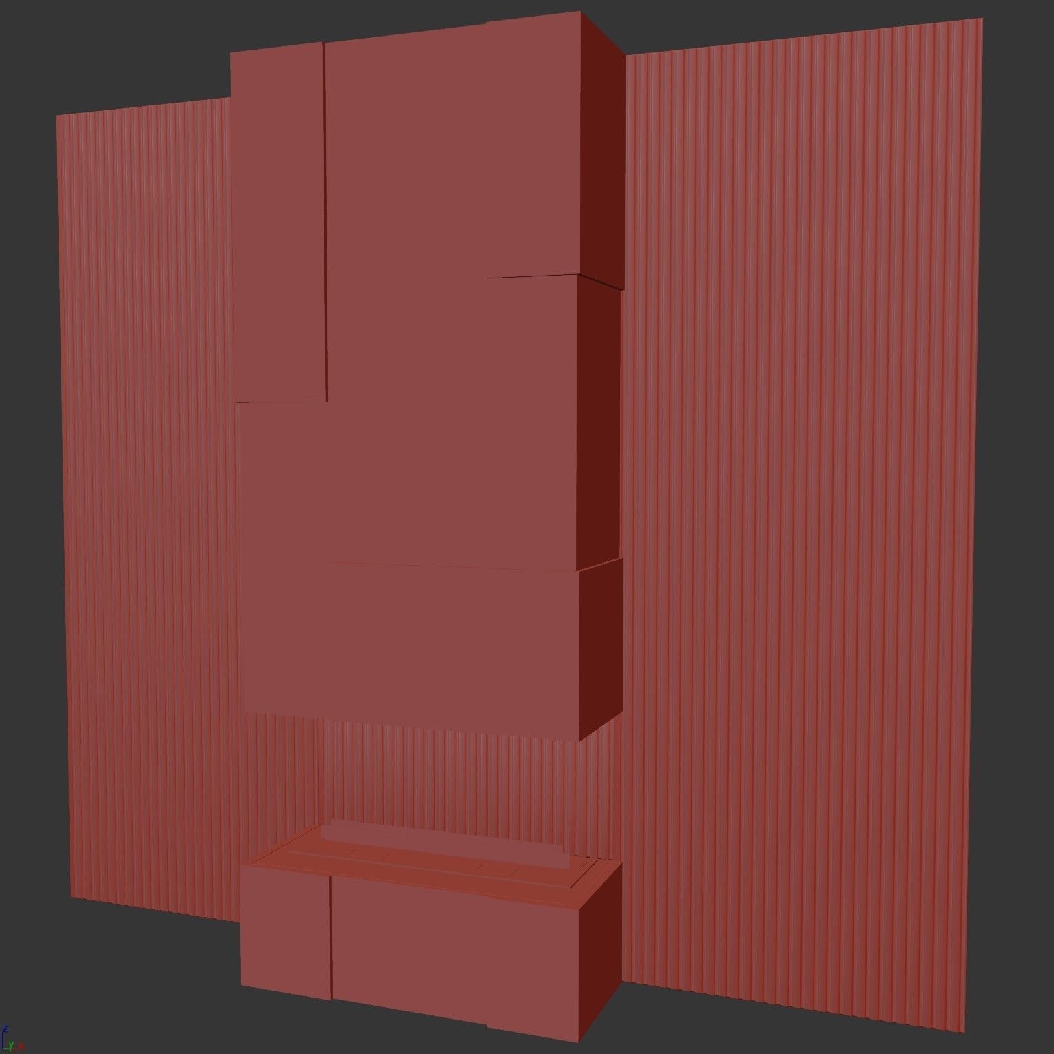 Fireplace with fire in it 3D model_8