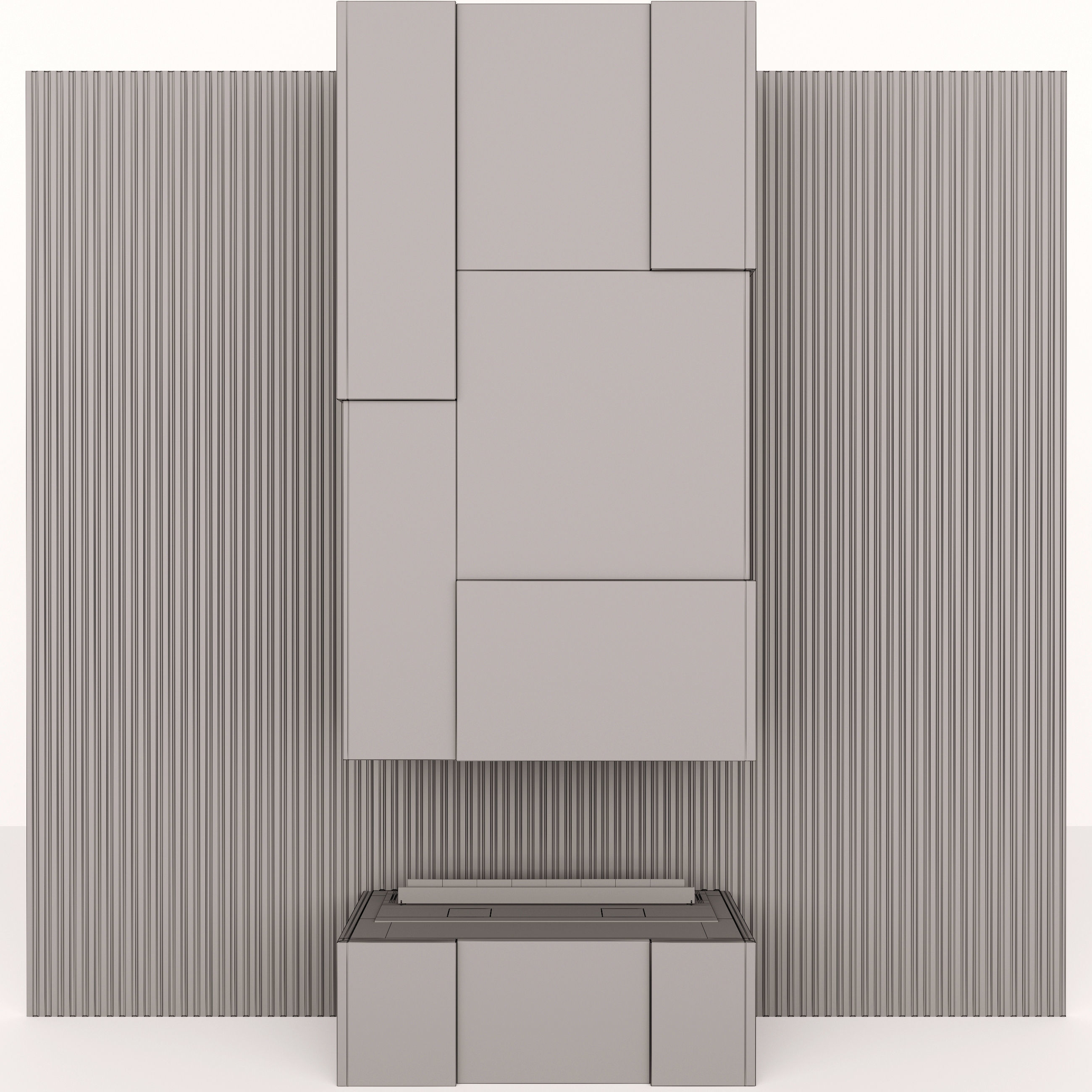 Fireplace with fire in it 3D model_7