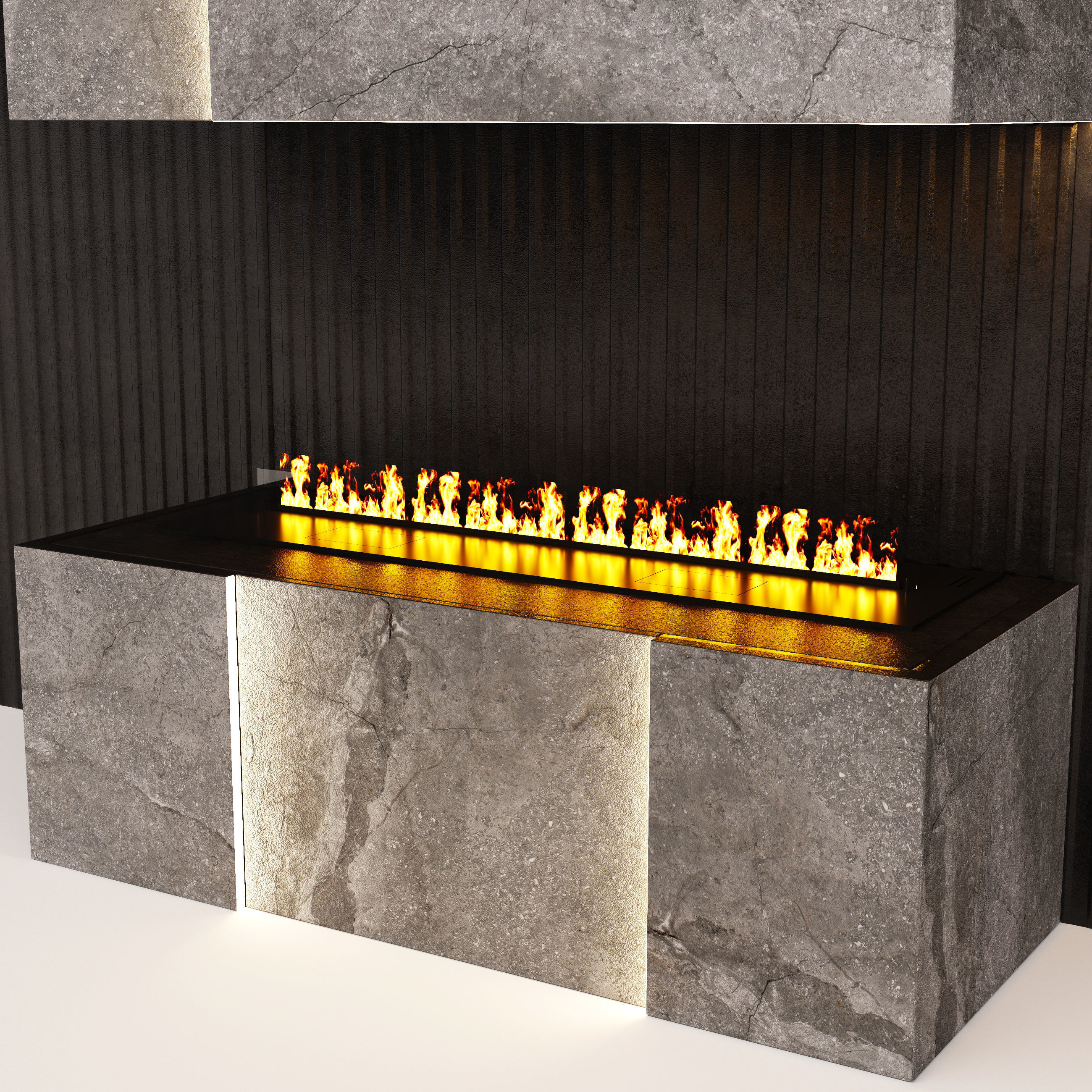Fireplace with fire in it 3D model_6