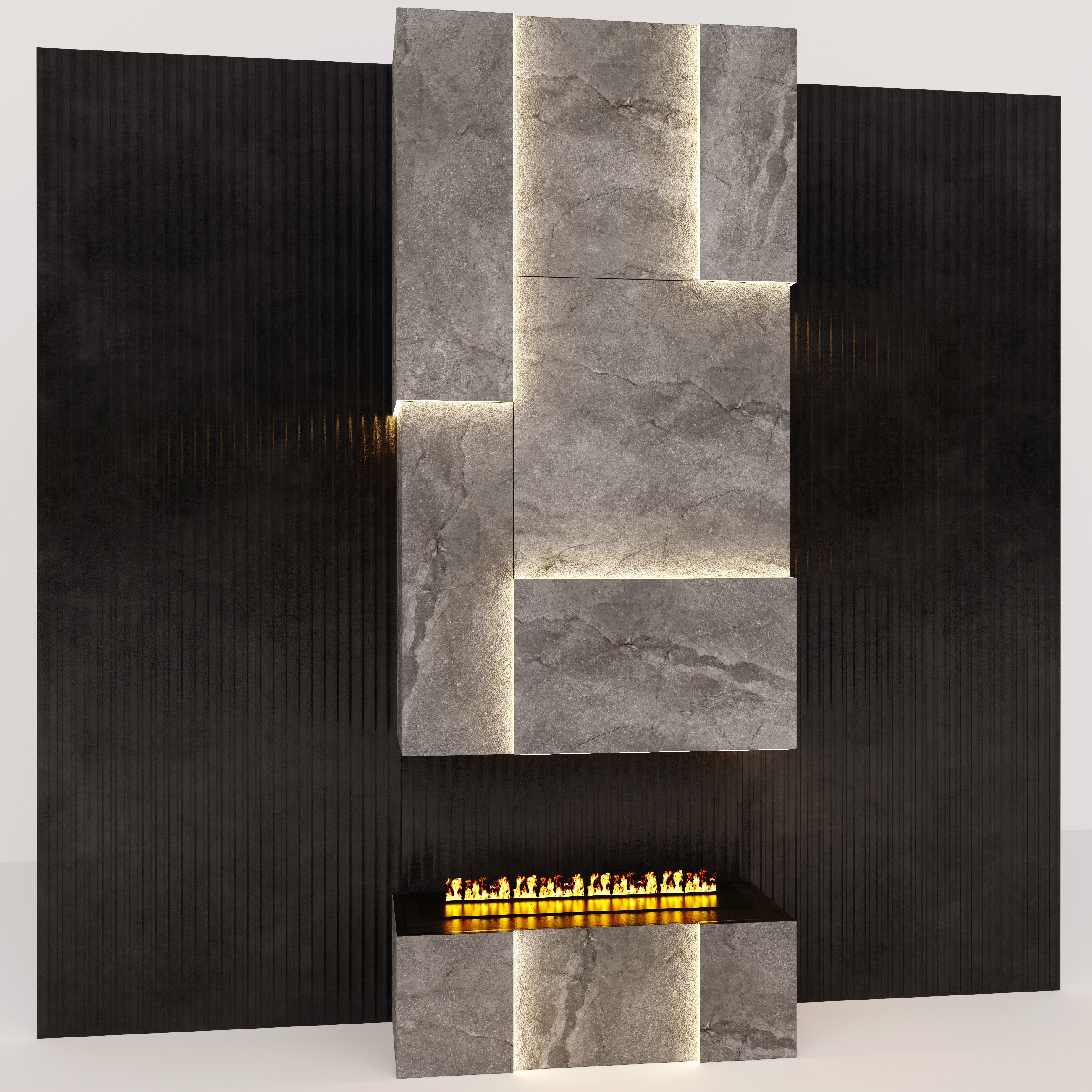 Fireplace with fire in it 3D model_3