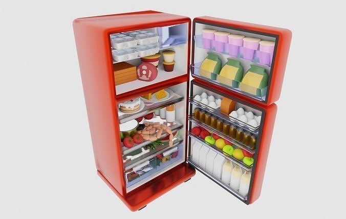 Cartoon Vintage Fridge 3D model 3