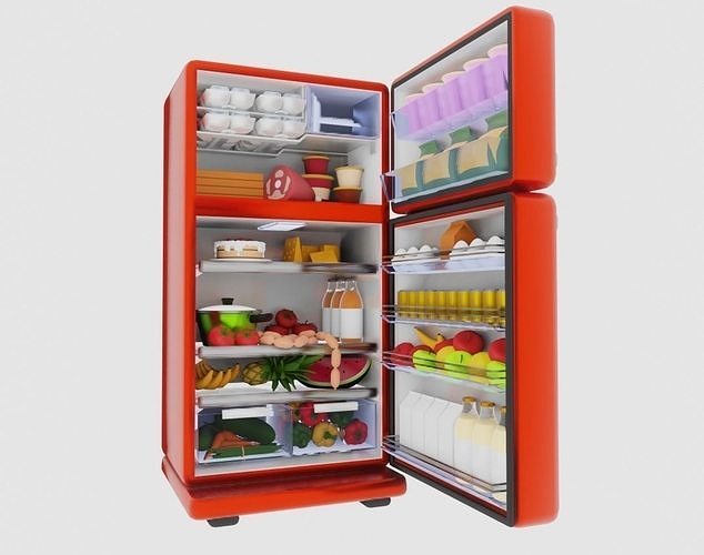 Cartoon Vintage Fridge 3D model 2