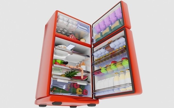 Cartoon Vintage Fridge 3D model 5