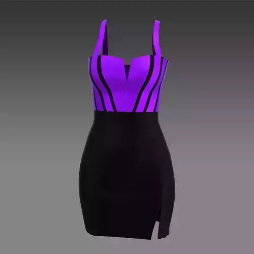 DRESS PURPLE AND BLACK SLIT LOOK FASHION