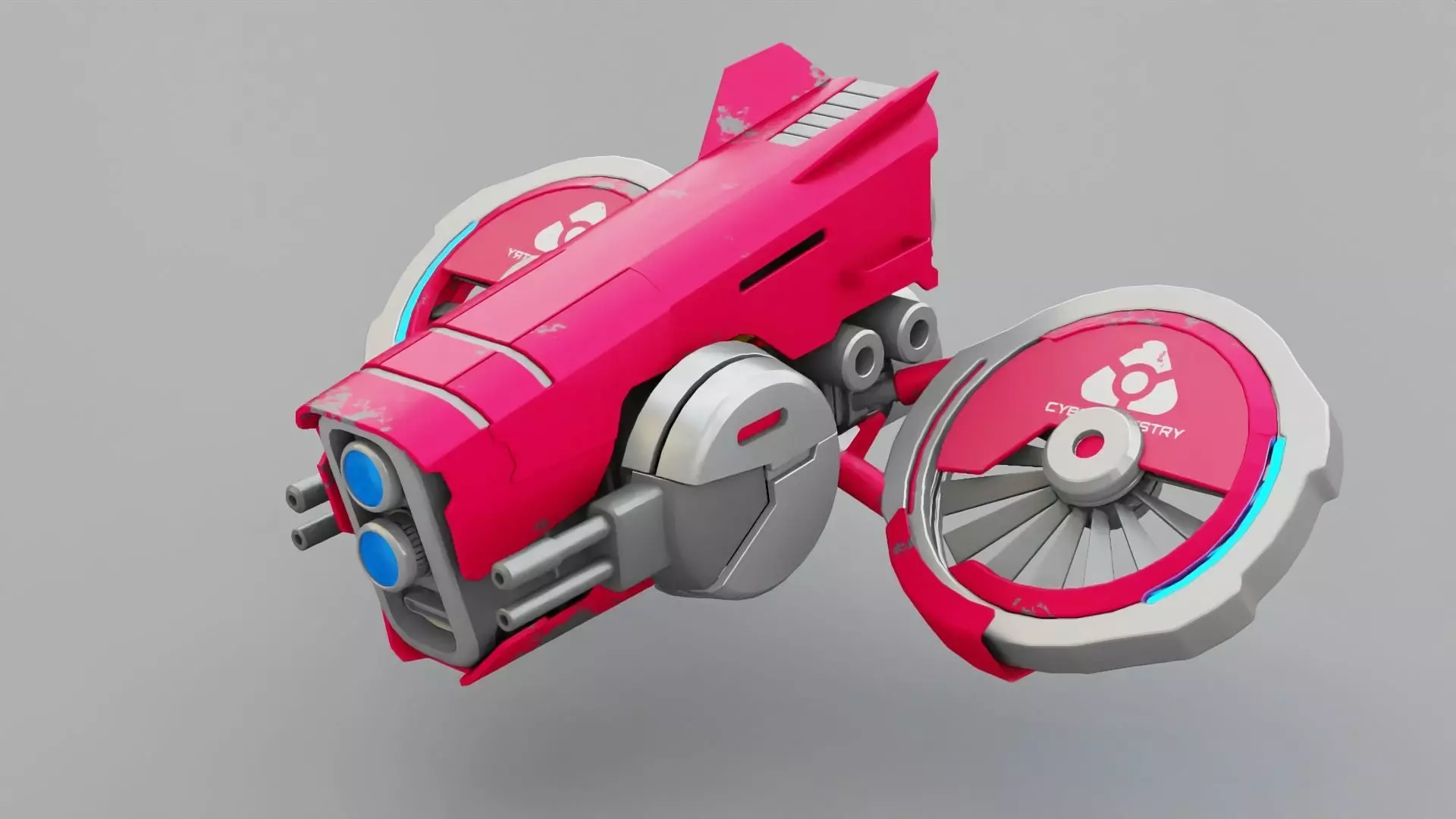 combat drone rigged 3D model