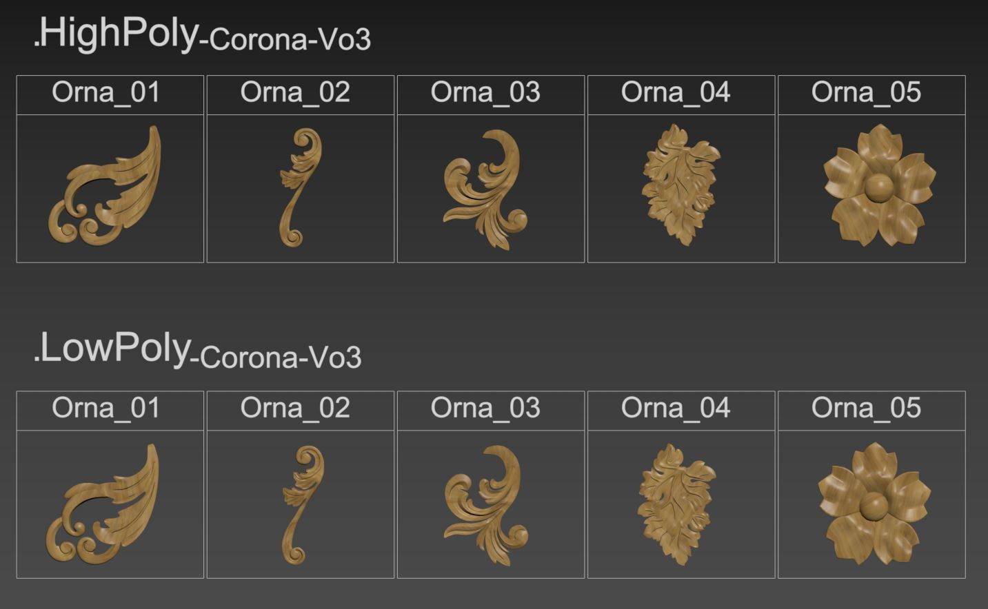 Trim Ornament VOL 3 Low-poly 3D model_8