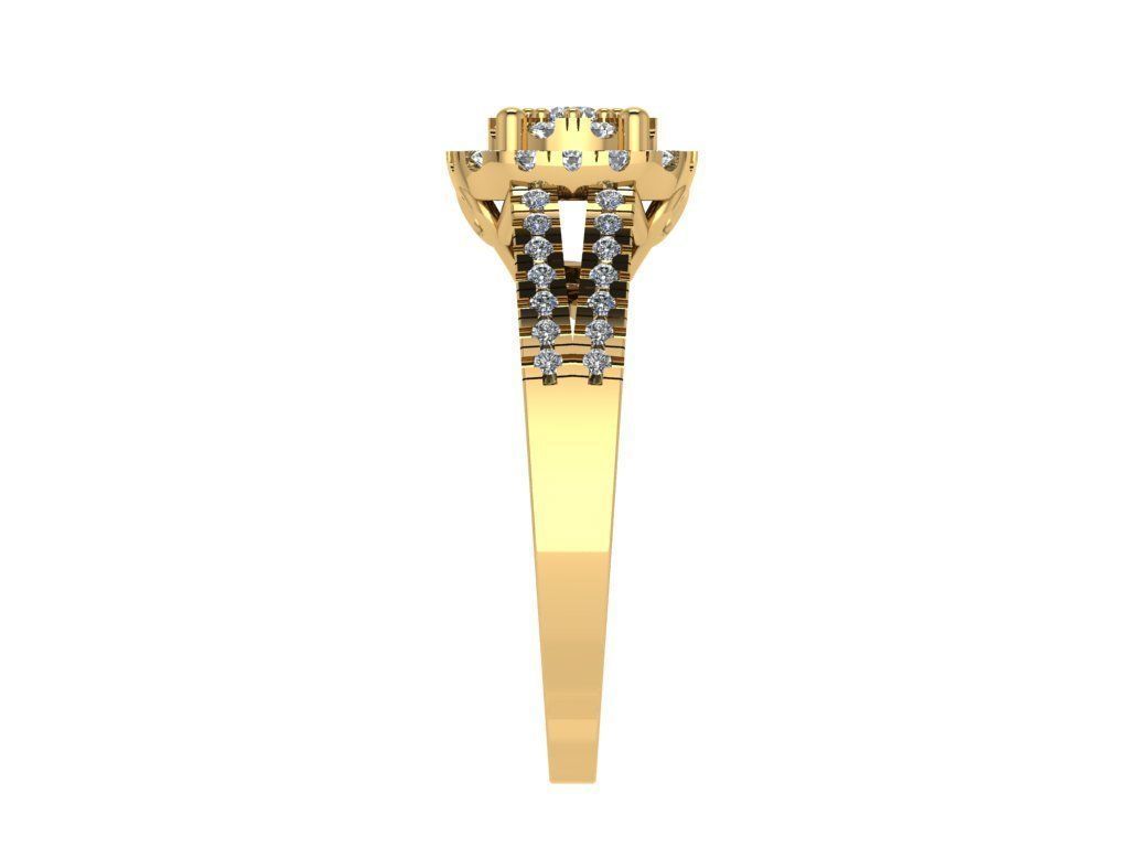 Ring034 gold engagement ring with diamonds 3D print model_3