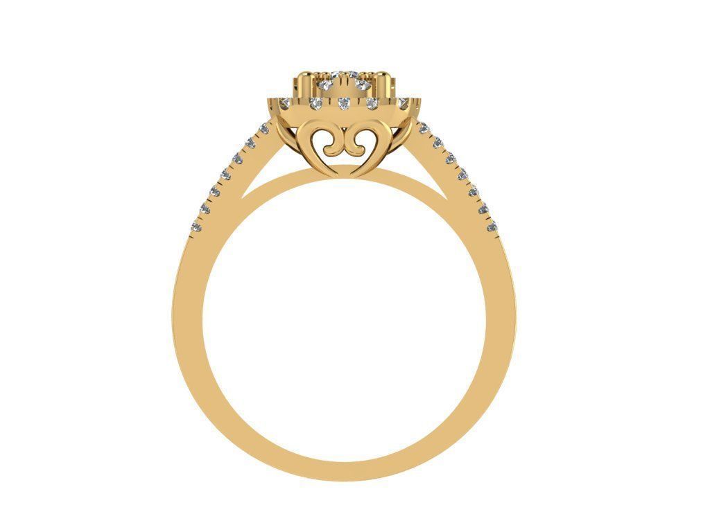 Ring034 gold engagement ring with diamonds 3D print model_2
