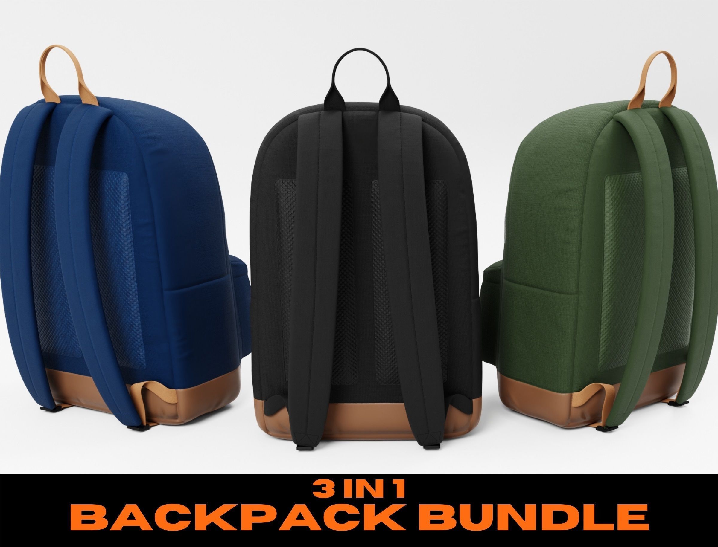 Backpack Bundle Low-poly 3D model_1