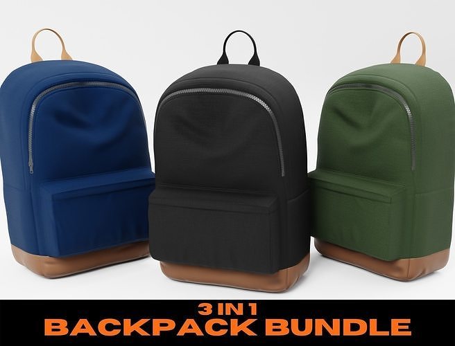 Backpack Bundle Low-poly 3D model