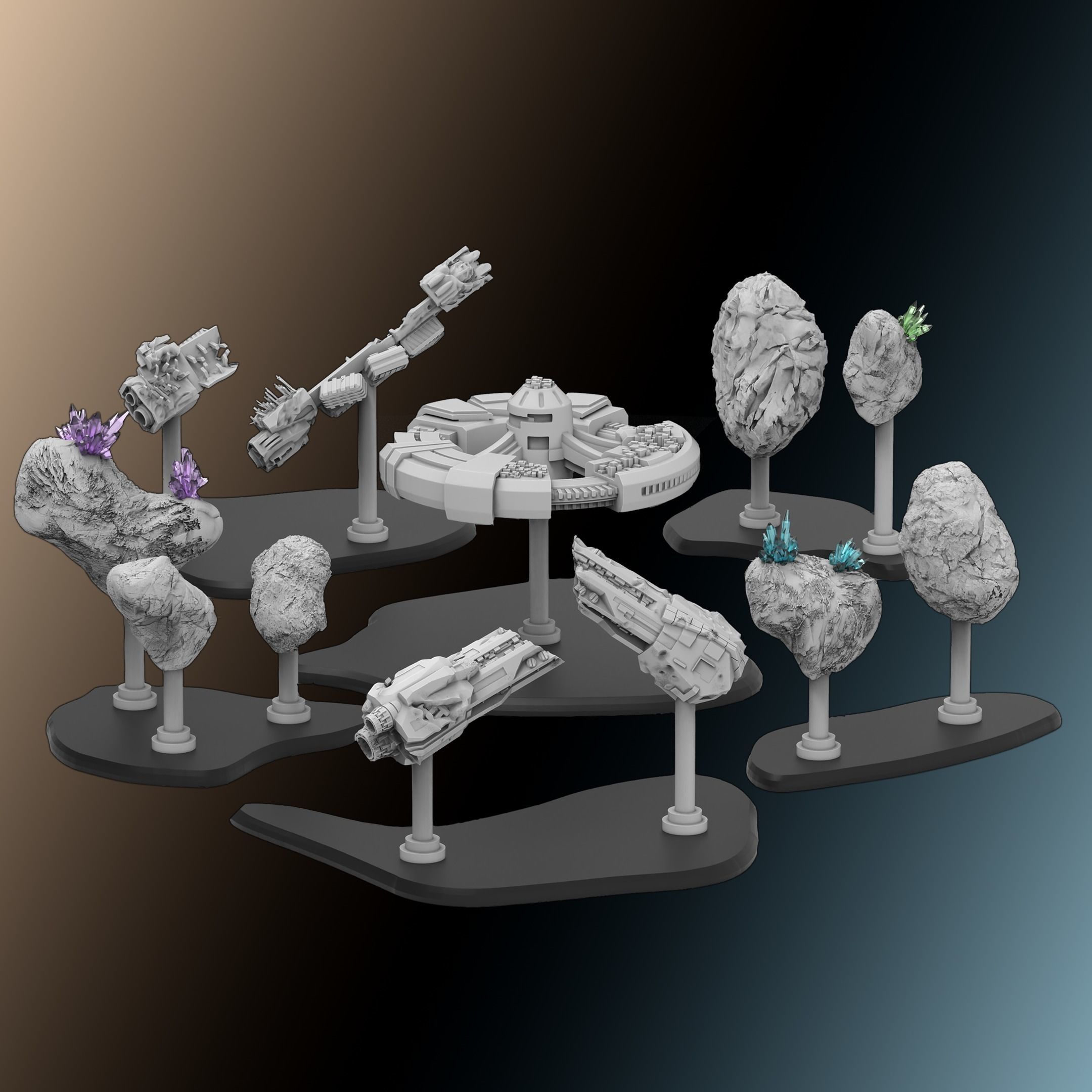 Space Scenery Obstacles for Star Wars Armada and X-Wing 3D print model_2