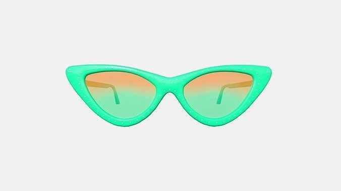 Sunglass Vintage B09 Green - Character Design Fashion Low-poly 3D model