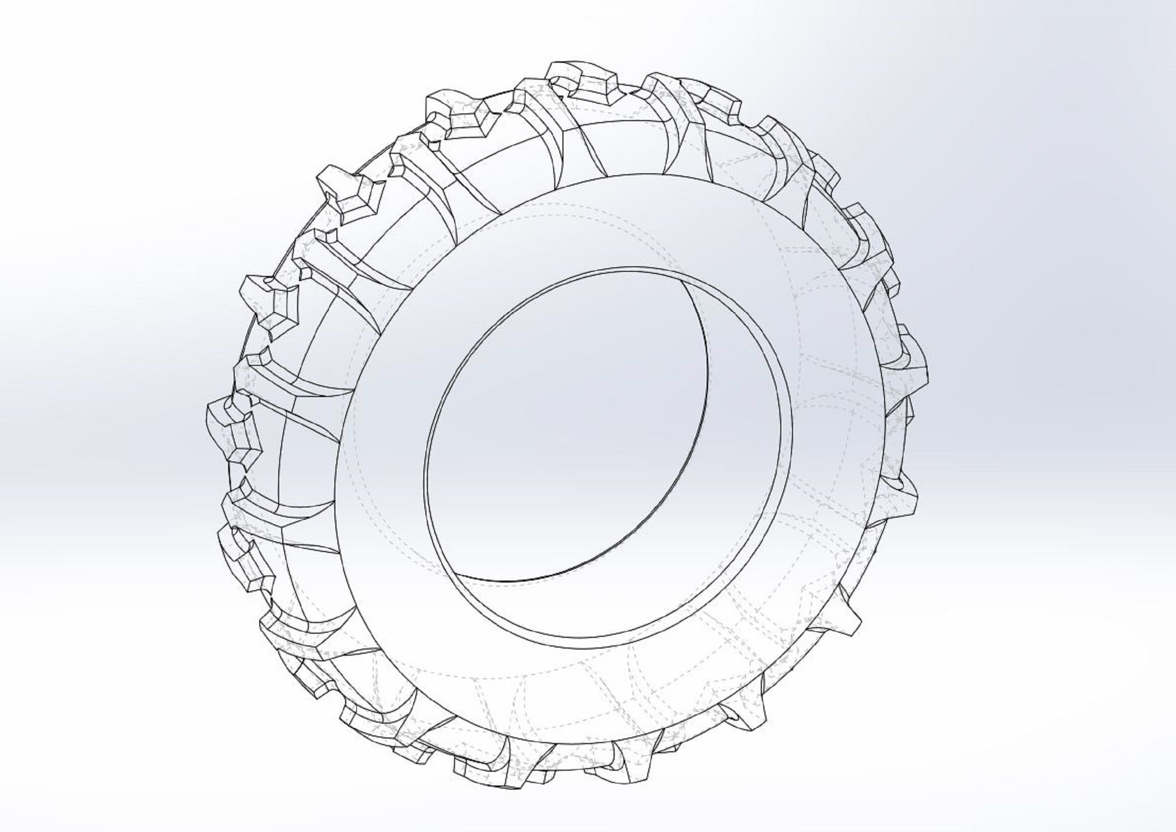 Tractor tire 3 Scale 1 to 25 3D print model_7