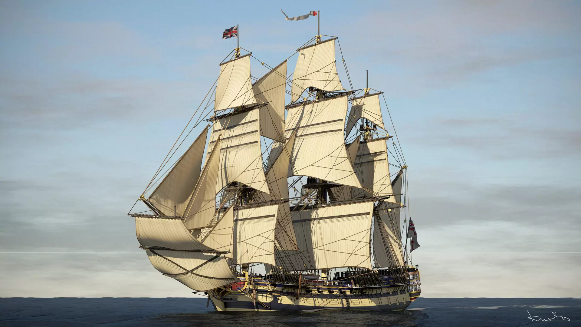 HMS Gorgo - Ship of the Line - 74 Gun 3D model_0