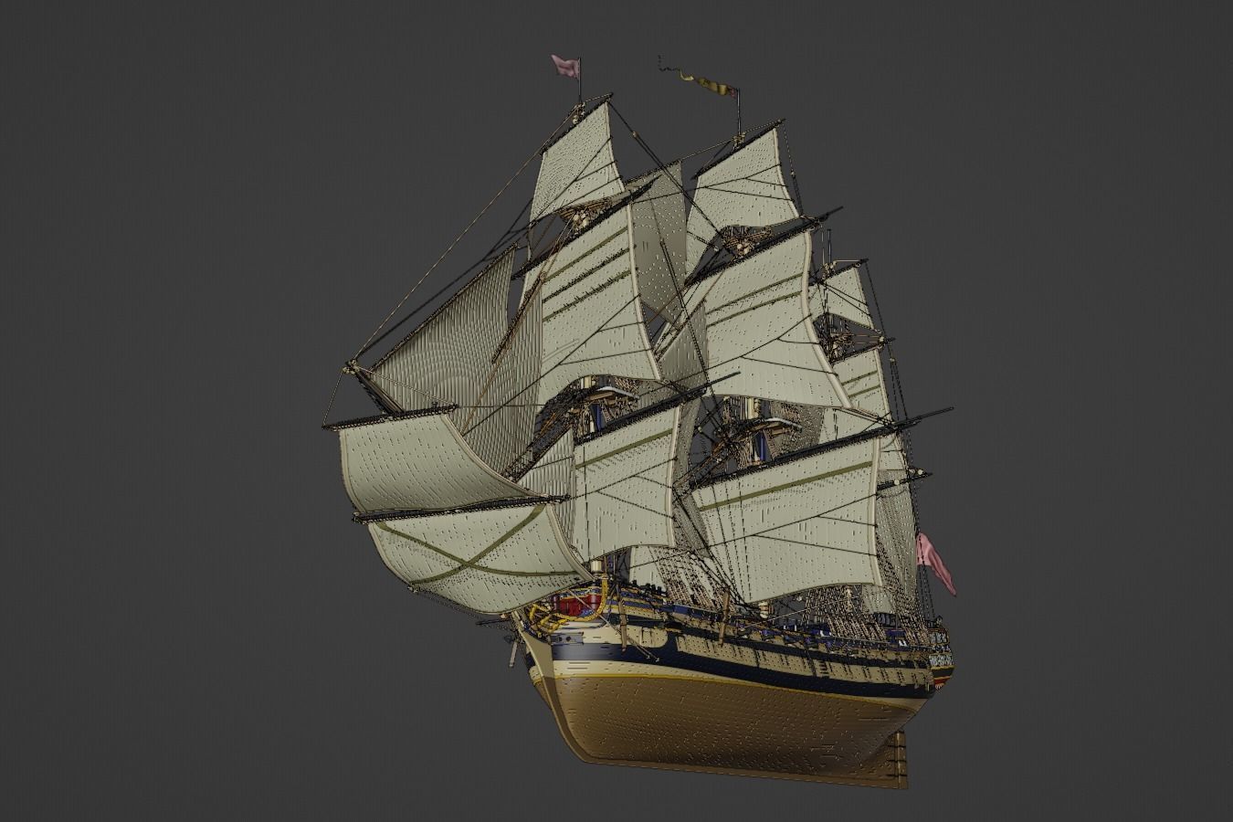 HMS Gorgo - Ship of the Line - 74 Gun 3D model_8