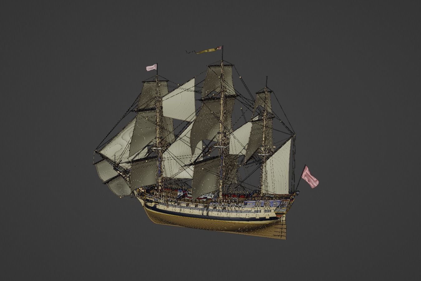 HMS Gorgo - Ship of the Line - 74 Gun 3D model_9