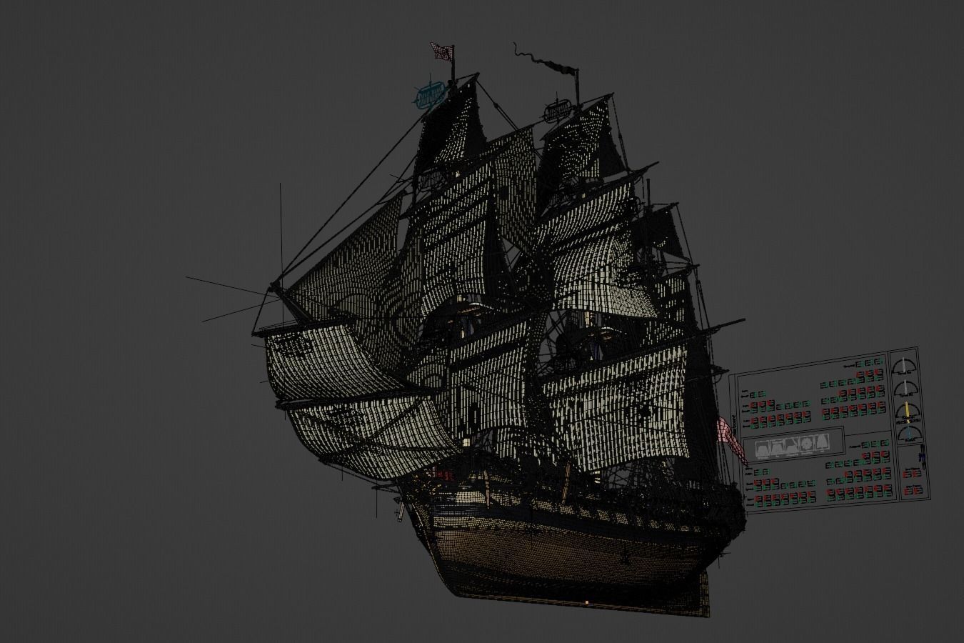 HMS Gorgo - Ship of the Line - 74 Gun 3D model_14