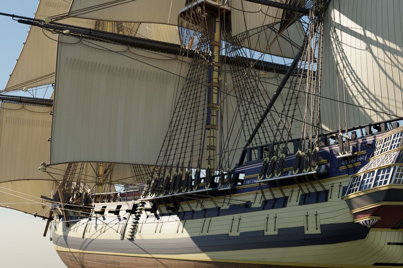 HMS Gorgo - Ship of the Line - 74 Gun 3D model_4