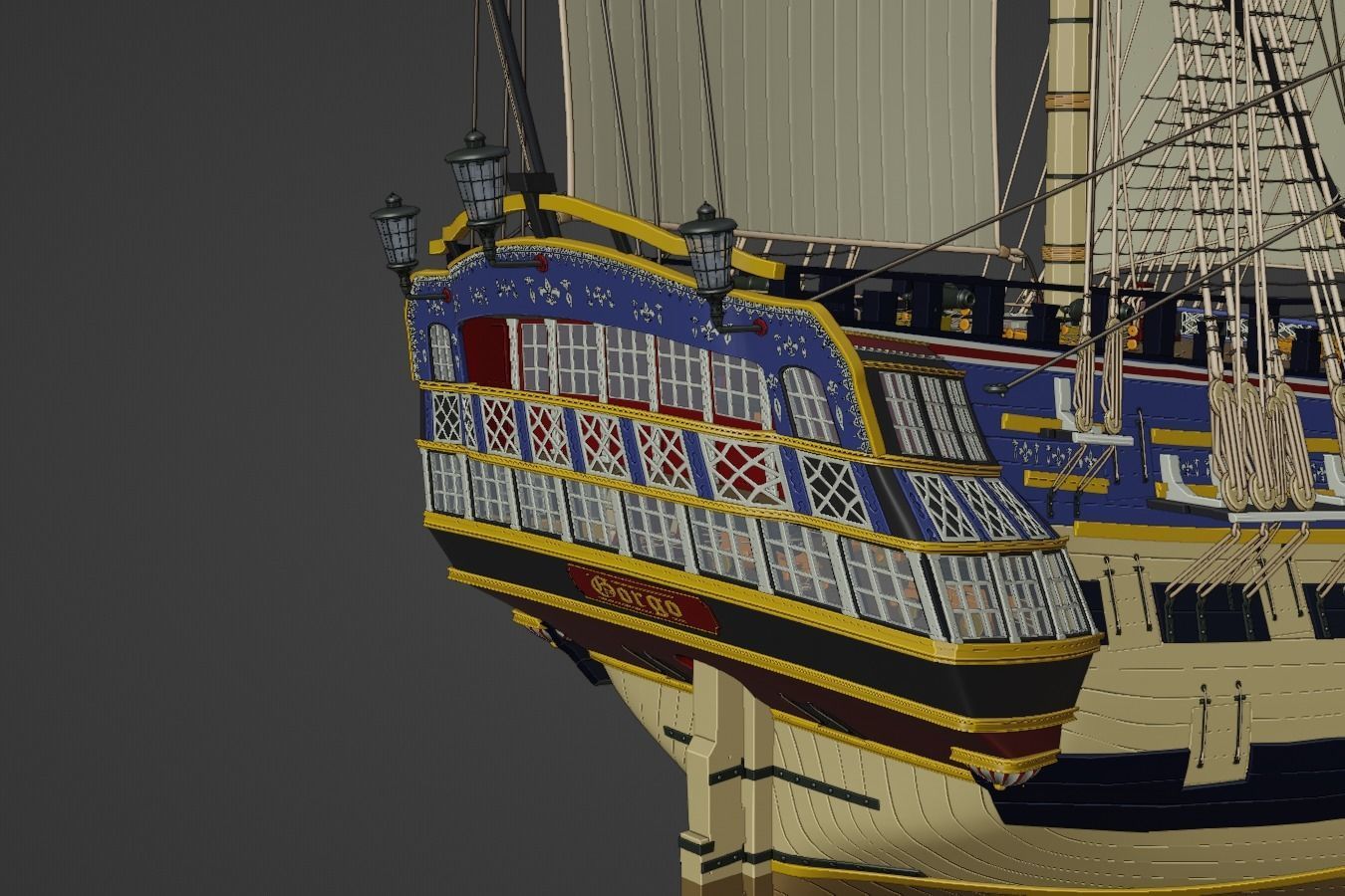 HMS Gorgo - Ship of the Line - 74 Gun 3D model_13