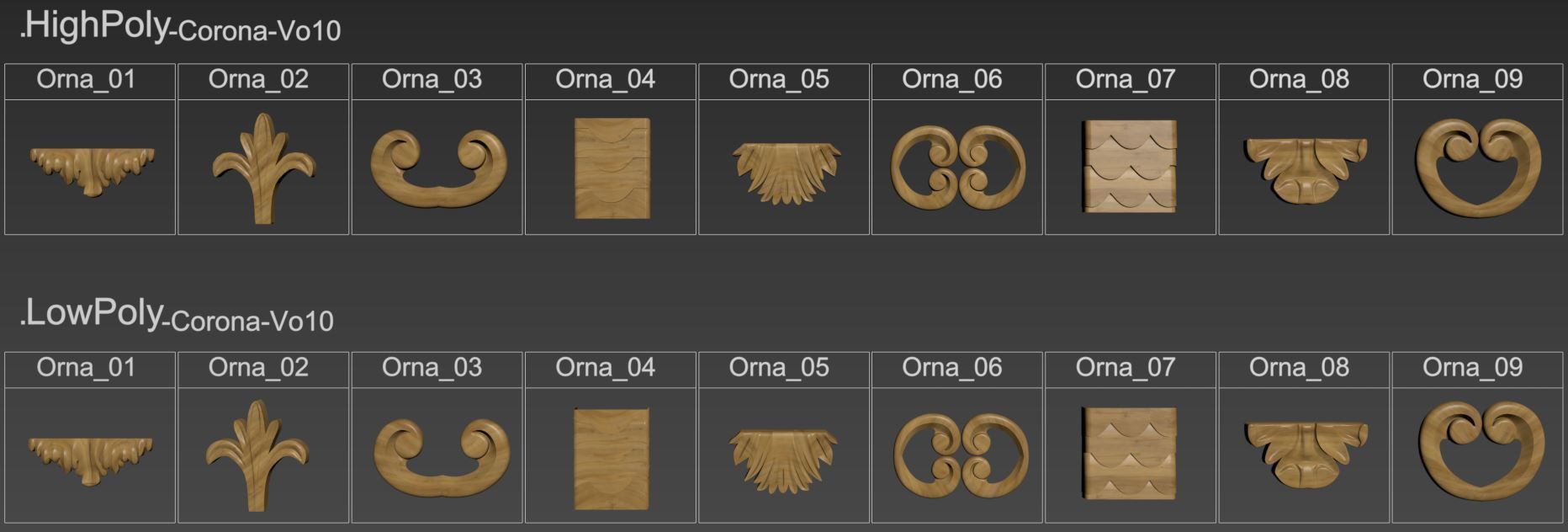 Trim Ornament VOL 10 Low-poly 3D model_9