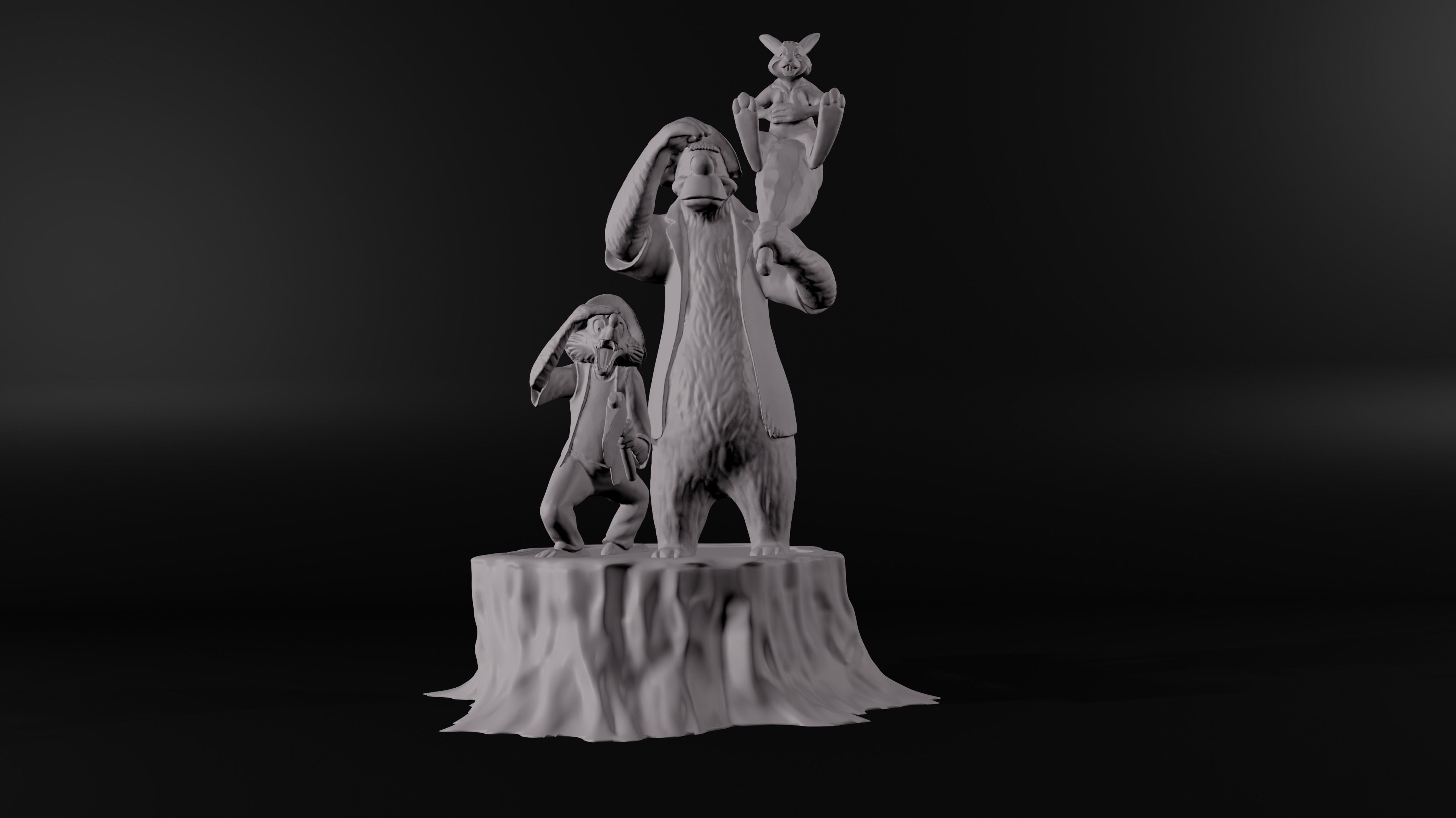 Splash Mountain Statue with Brer Fox Brer Bear and Brer Rabbit 3D model ...