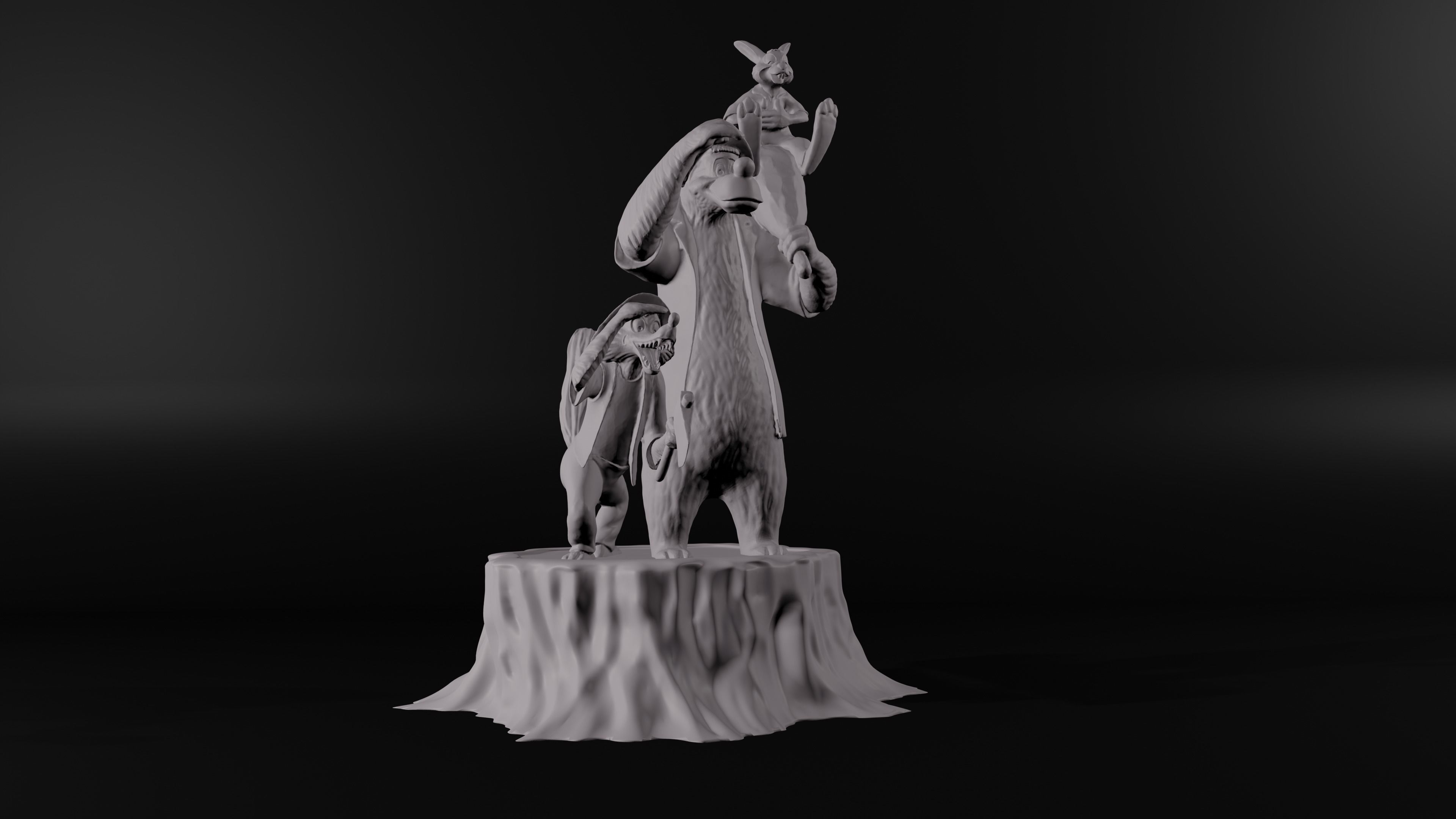 Splash Mountain Statue with Brer Fox Brer Bear and Brer Rabbit 3D model ...