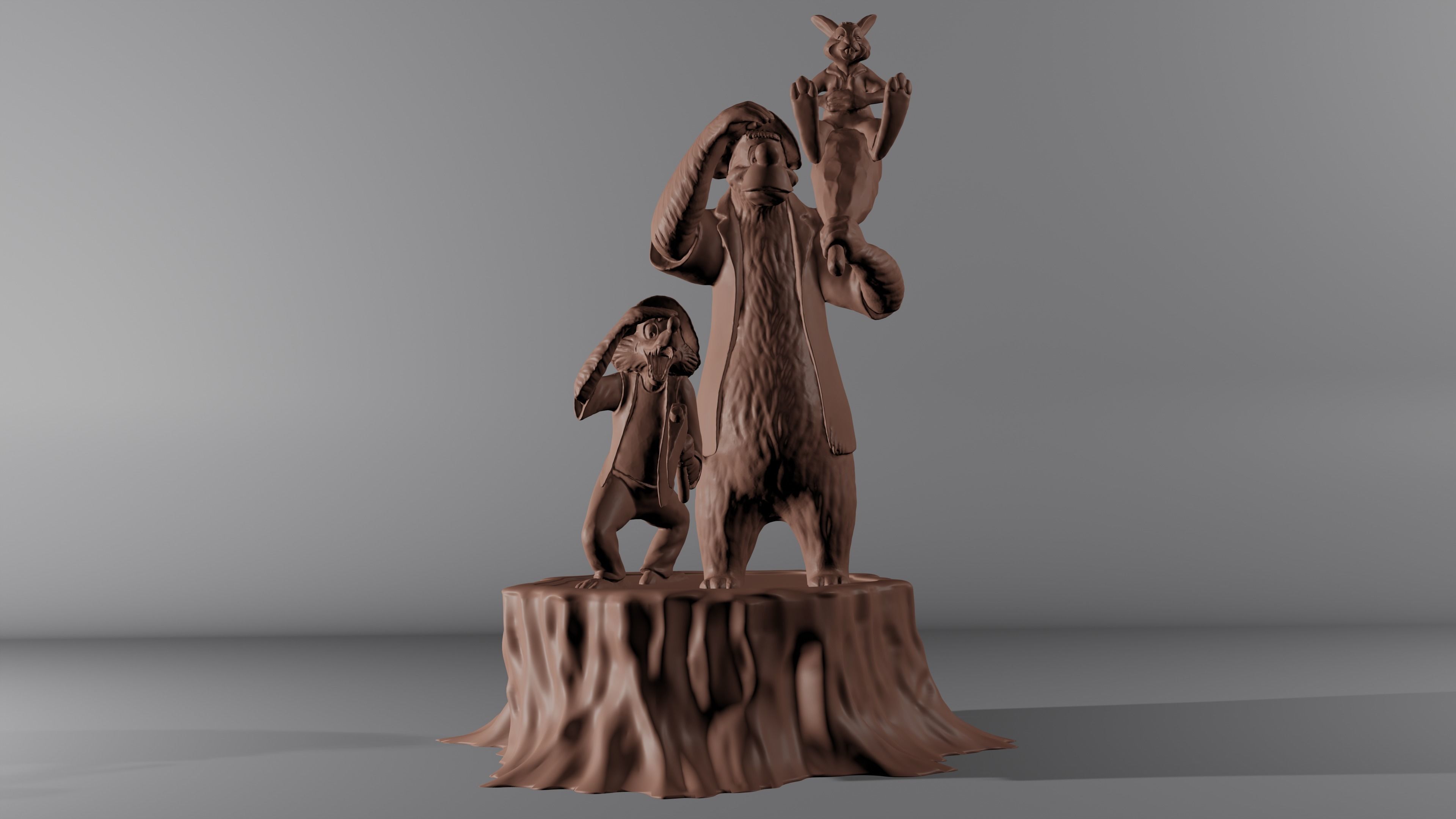 Splash Mountain Statue with Brer Fox Brer Bear and Brer Rabbit 3D model ...