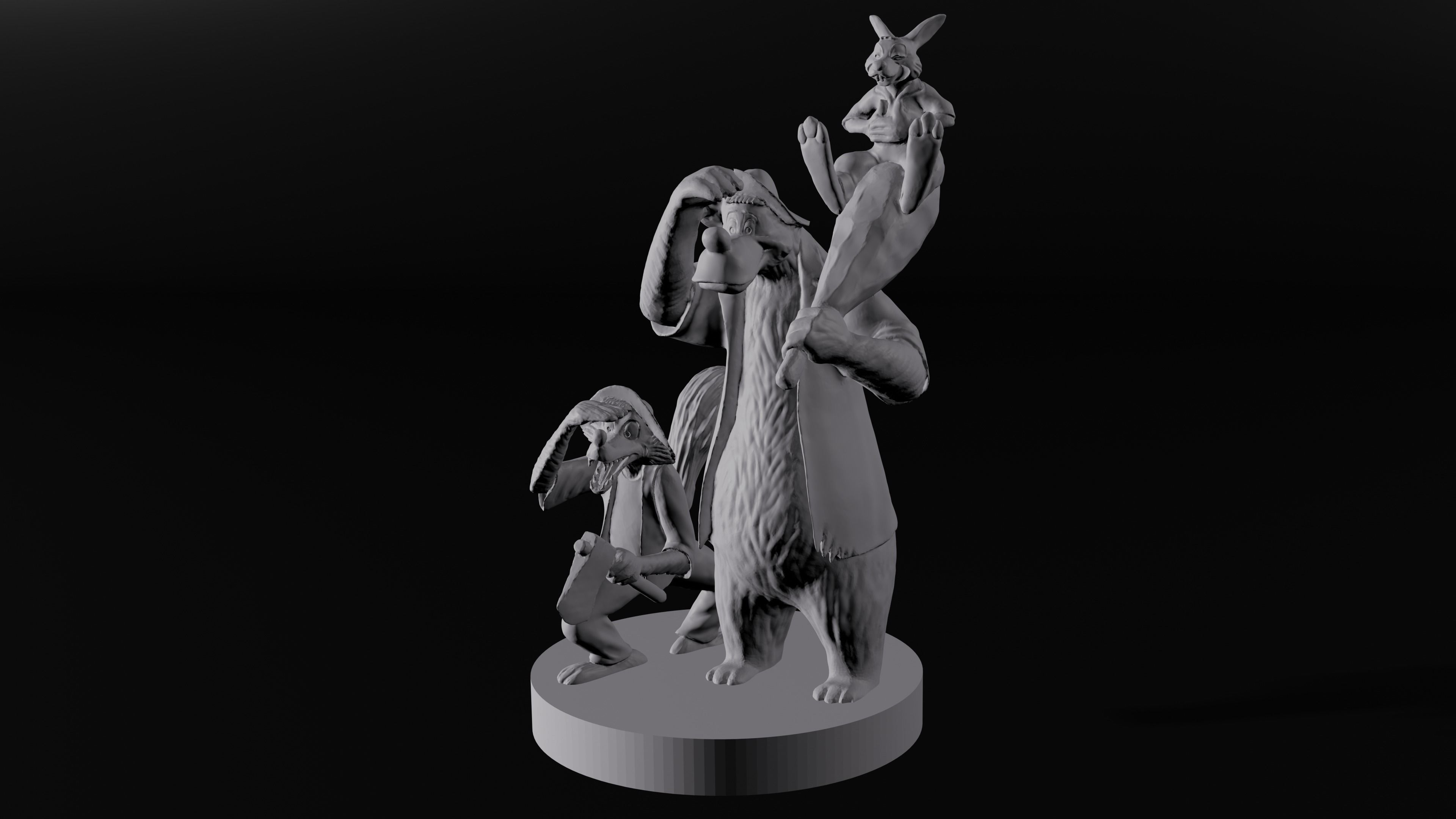 Splash Mountain Statue with Brer Fox Brer Bear and Brer Rabbit 3D model ...