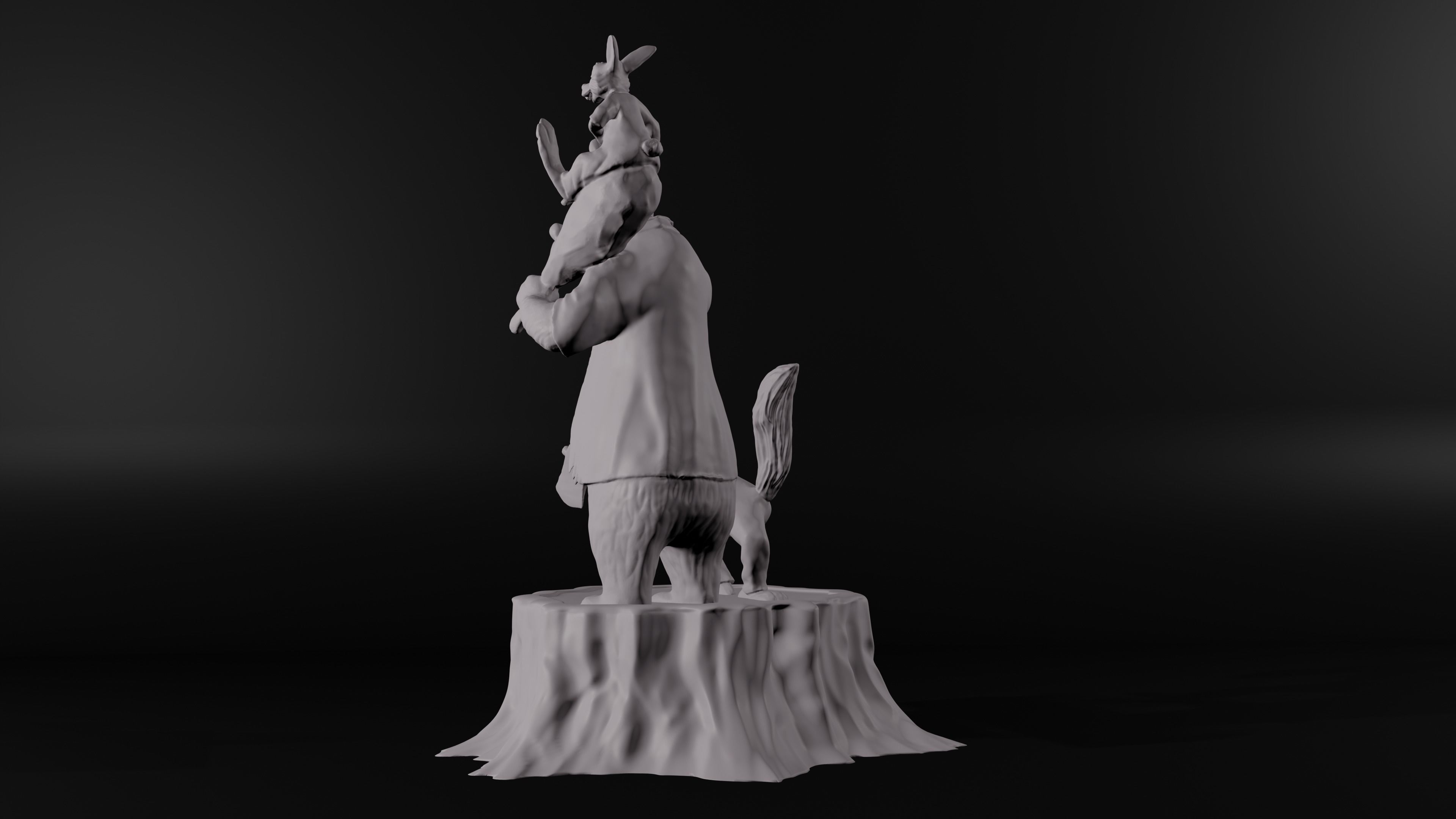 Splash Mountain Statue with Brer Fox Brer Bear and Brer Rabbit 3D model ...