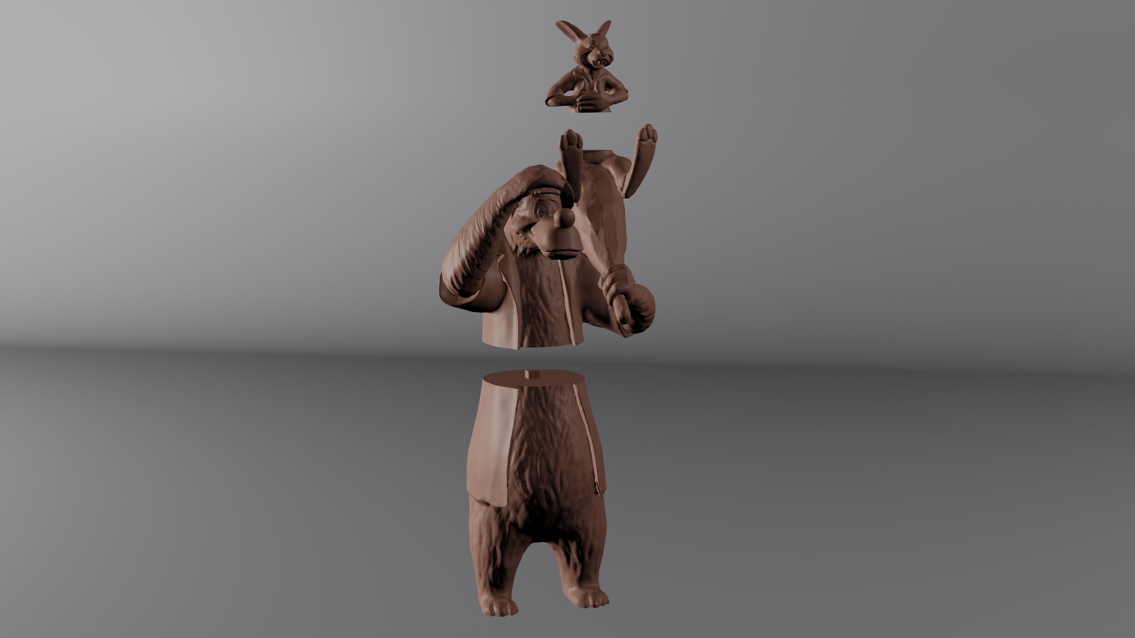 Splash Mountain Statue with Brer Fox Brer Bear and Brer Rabbit 3D model ...