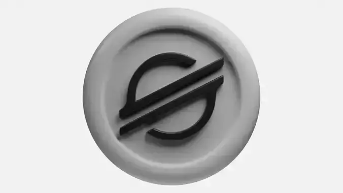 Stellar or XLM White Crypto Coin with cartoon style 3D model