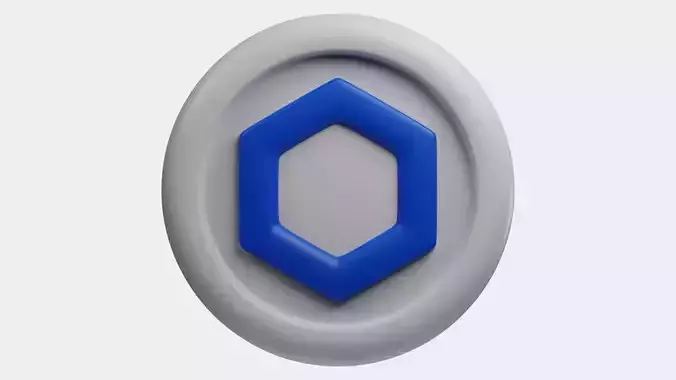 Chainlink or LINK White Crypto Coin with cartoon style 3D model