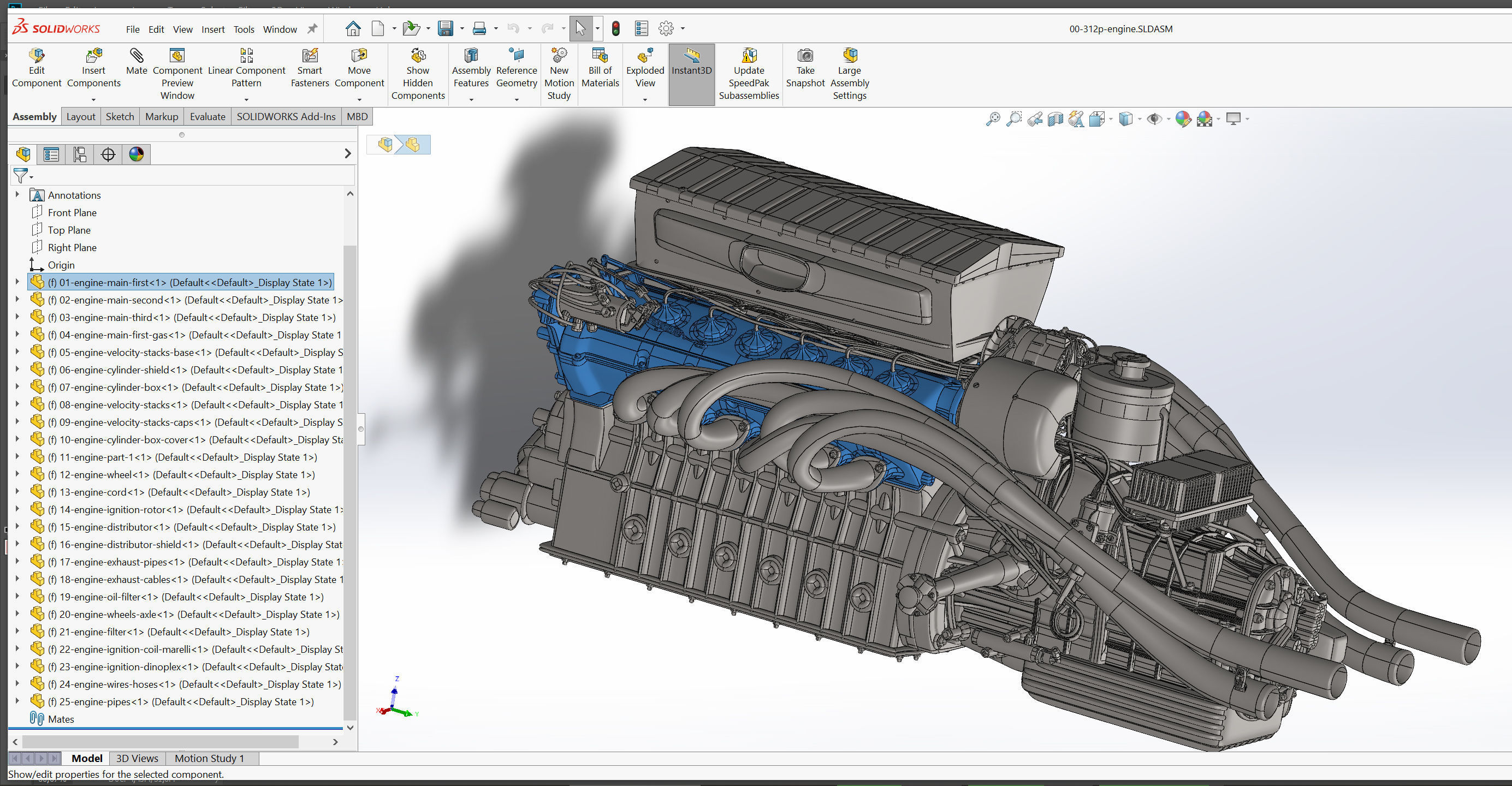 Ferrari 312 P Engine - 3 liter 3D print model_12