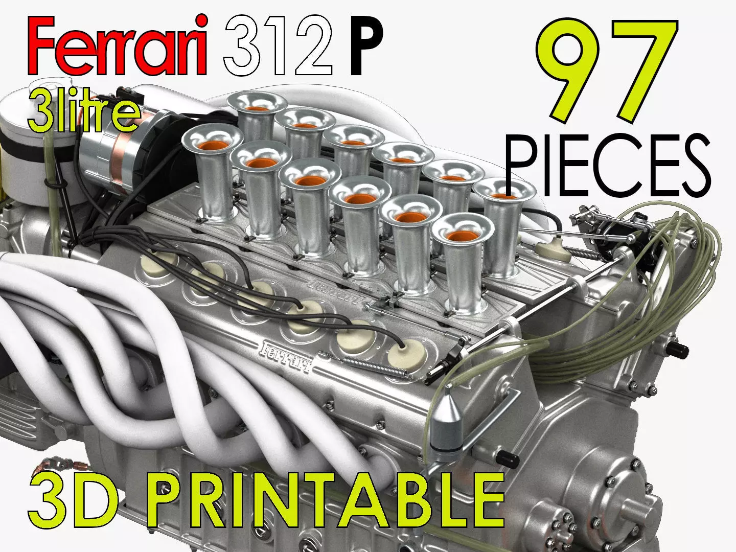 Ferrari 312 P Engine - 3 liter 3D print model_0