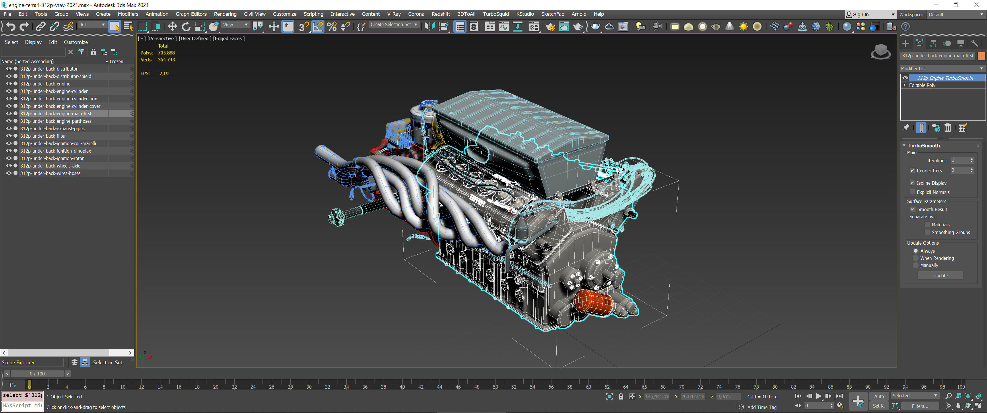 Ferrari 312 P Engine - 3 liter 3D print model_29