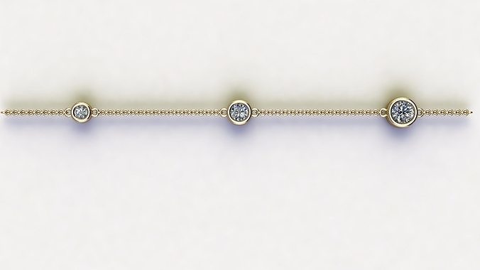 Round Bezel Set Diamond for Necklaces and Bracelets 3D print model