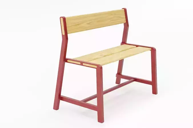 Bench wooden with seat and back