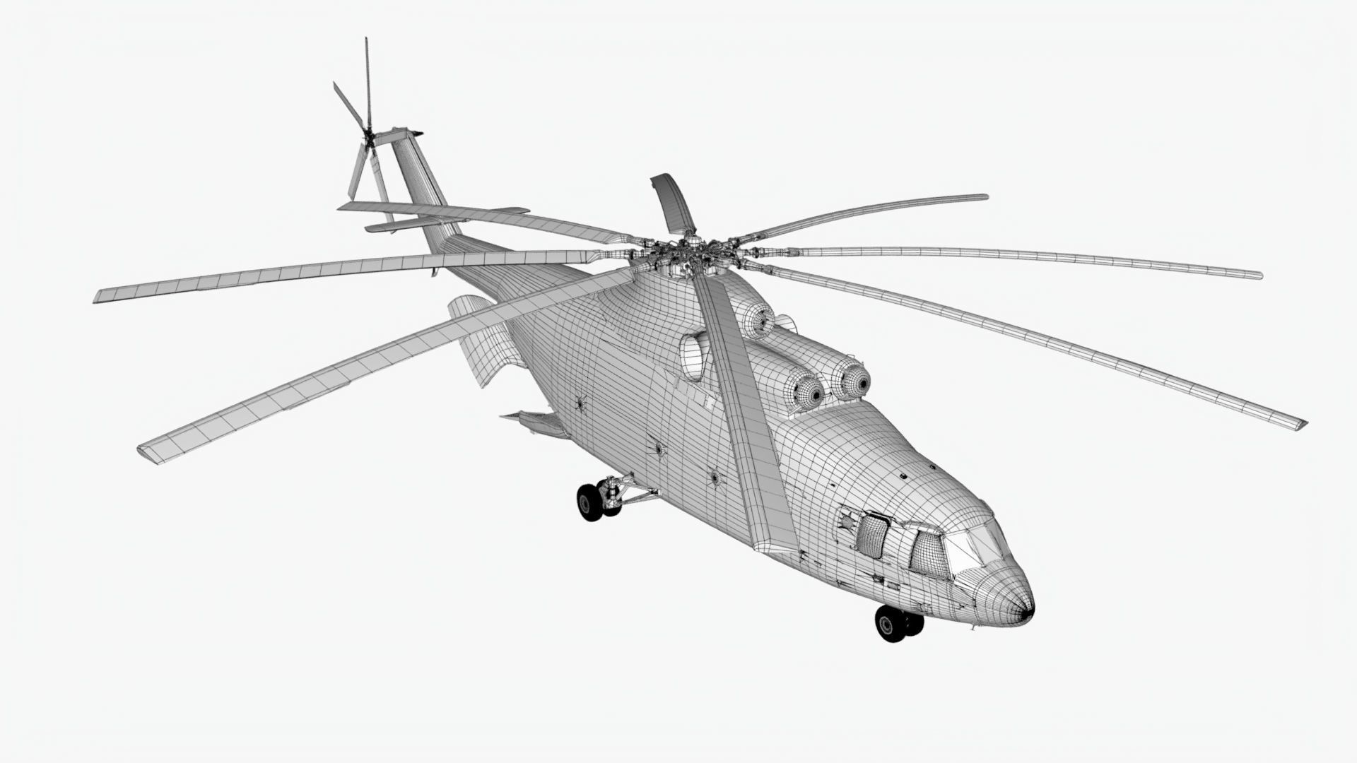 detailed helicopter mi26 Low-poly 3D model_6
